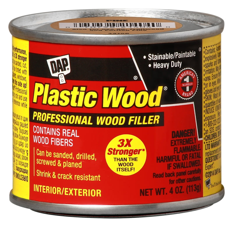 DAP Plastic Wood 21404 Wood Filler, Paste, Strong Solvent, Pine, 4 oz