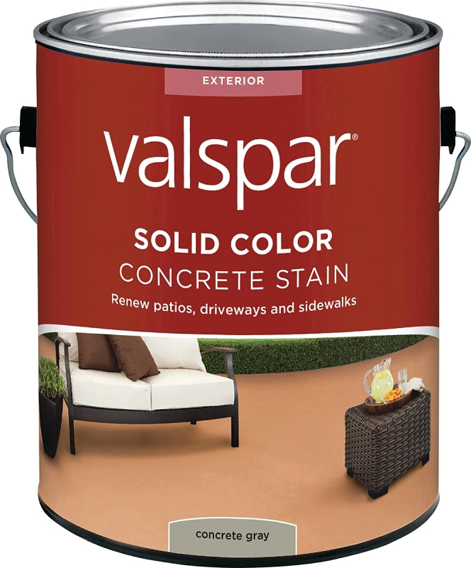 Valspar 024.1082320.007 Solid Color Concrete Stain, Low-Gloss, Concrete Gray, Liquid, 1 gal