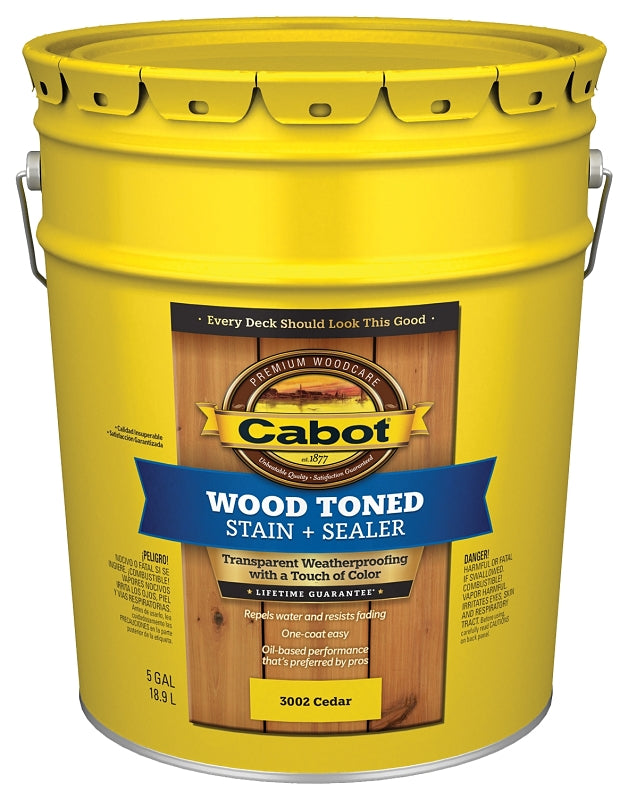 Cabot 3000 Series 140.0003002.008 Exterior Stain, Wood Toned, Cedar, Liquid, 5 gal, Pail