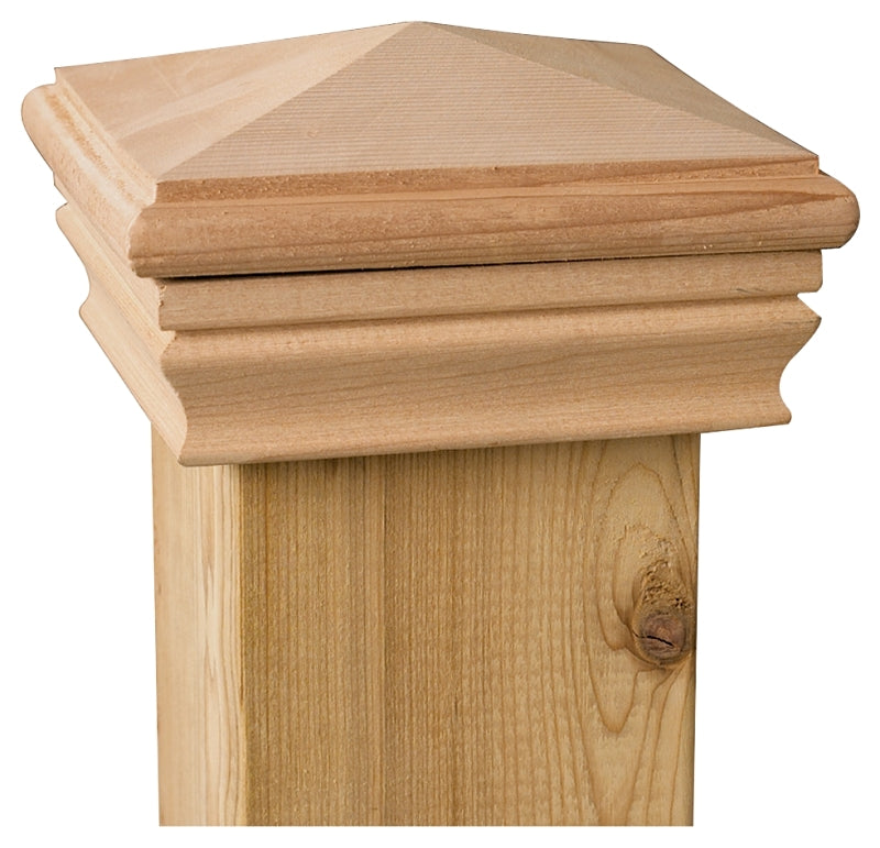 Maine Ornamental 72890 Post Cap, 4 in L, 4 in W, Cedar