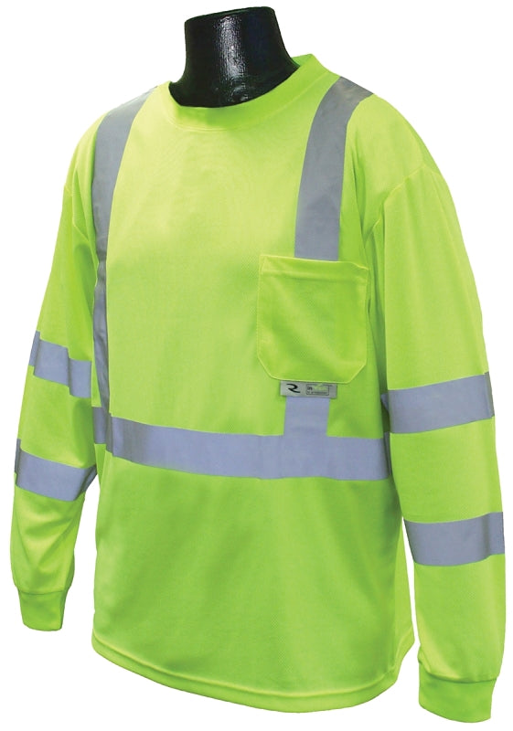 Radwear ST21-3PGS-L Safety T-Shirt, L, Polyester, Green, Long Sleeve, Pullover