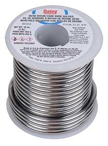 Oatey 21212 Rosin Core Solder, 1 lb, Solid, Silver, 361 to 460 deg F Melting Point