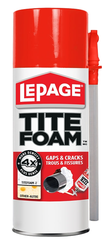 LePage TITEFOAM 2092222 Insulating Foam Sealant, White, 24 hr Functional Cure, 41 to 86 deg F, 340 g Can