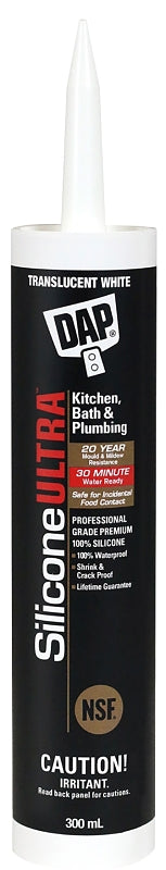 DAP 7079873393 Ultra Sealant, Translucent White, 24 hr Curing, -37 to 60 deg C, 300 mL Cartridge