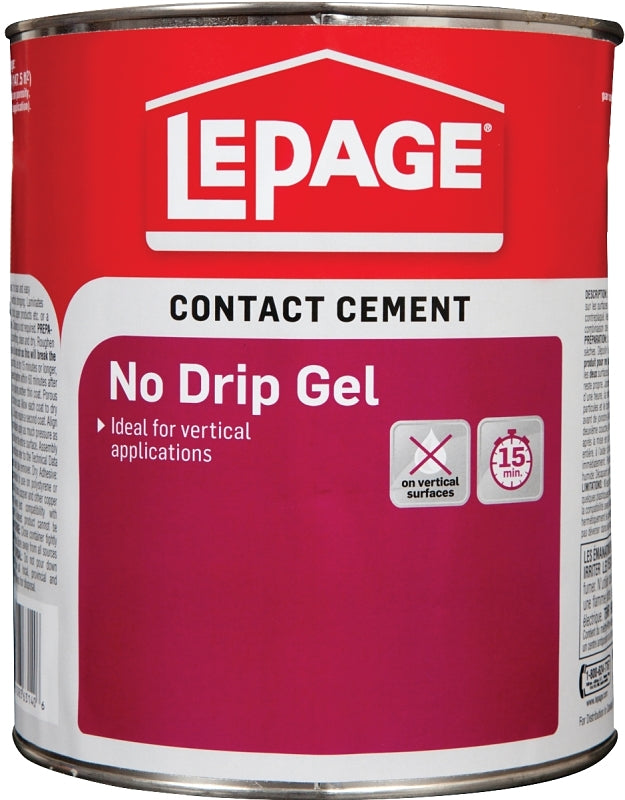 LePage Pres-Tite 1504628 Gel Contact Cement, Liquid, Solvent, Yellow, 946 mL Can