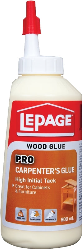 LePage Pro Series 649429 Carpenter's Glue, Yellow, 800 mL Bottle