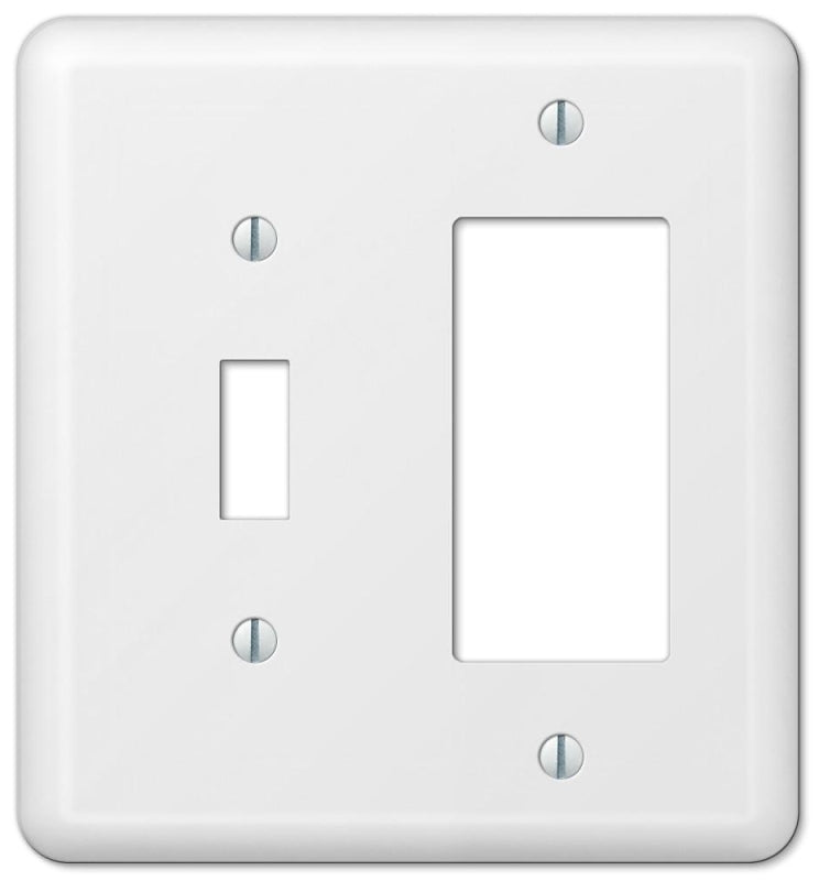 Amerelle 935TRW Wallplate, 5 in L, 4-5/8 in W, 2 -Gang, Steel, White, Wall Mounting