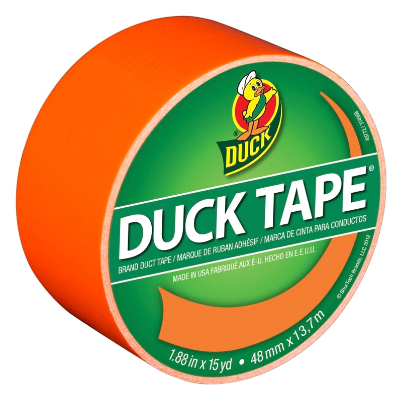 Duck 1265019 Duct Tape, 15 yd L, 1.88 in W, Vinyl Backing, Neon Orange