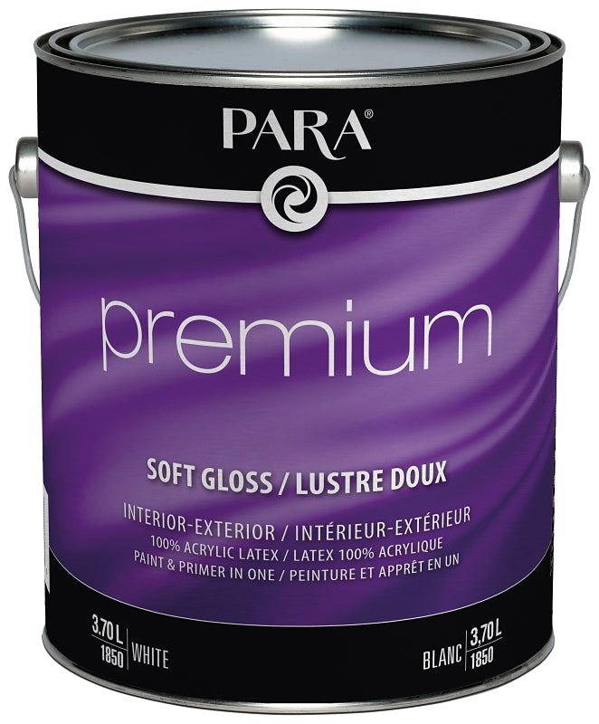 PARA Premium 1850-16 Interior/Exterior Paint, Soft Semi-Gloss, White, 1 gal