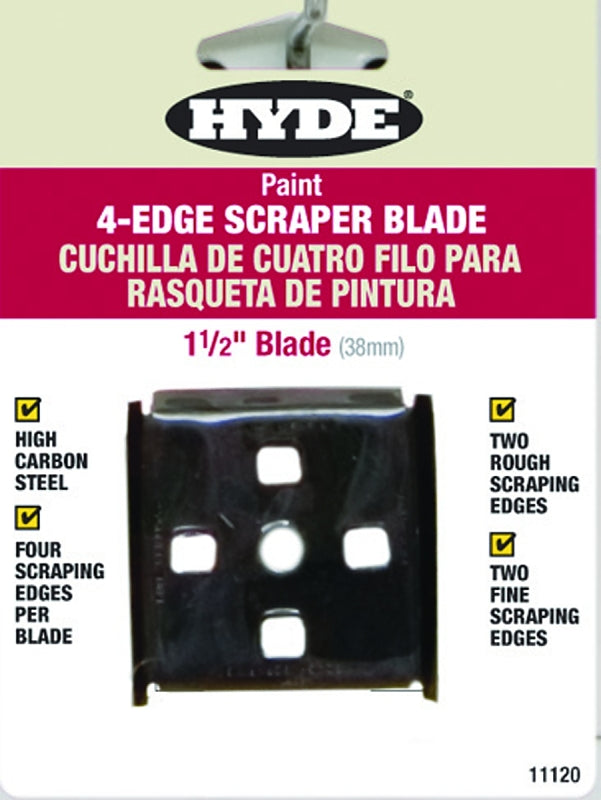 Hyde 11120 Scraper Blade, 4-Edge Blade, 1-1/2 in W Blade, HCS Blade