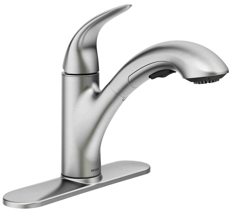 Moen Medina 87039 Kitchen Faucet, 1.5 gpm, 1-Faucet Handle, Stainless Steel, Chrome Plated, Deck Mounting, Lever Handle