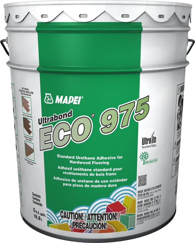 Mapei Ultrabond ECO 975 98768 Standard Urethane Adhesive, Paste, Odorless, Tan, 5 gal, Pail