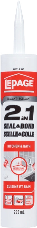 LePage SEAL & BOND 1910257 Kitchen and Bath Sealant, White, 295 mL Cartridge