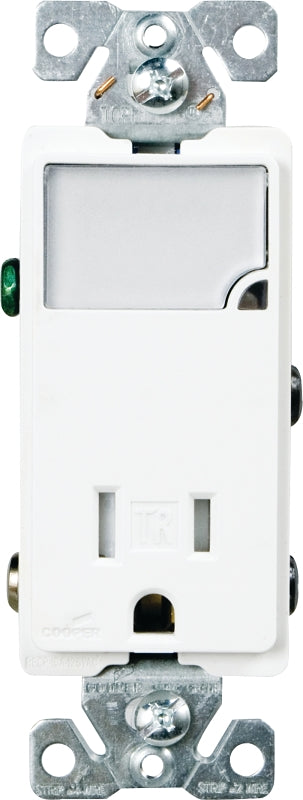 Eaton Cooper Wiring TR7735W-K-L LED Wall Box Nightlight Combination, 1 -Pole, 15 A, 125 V, White