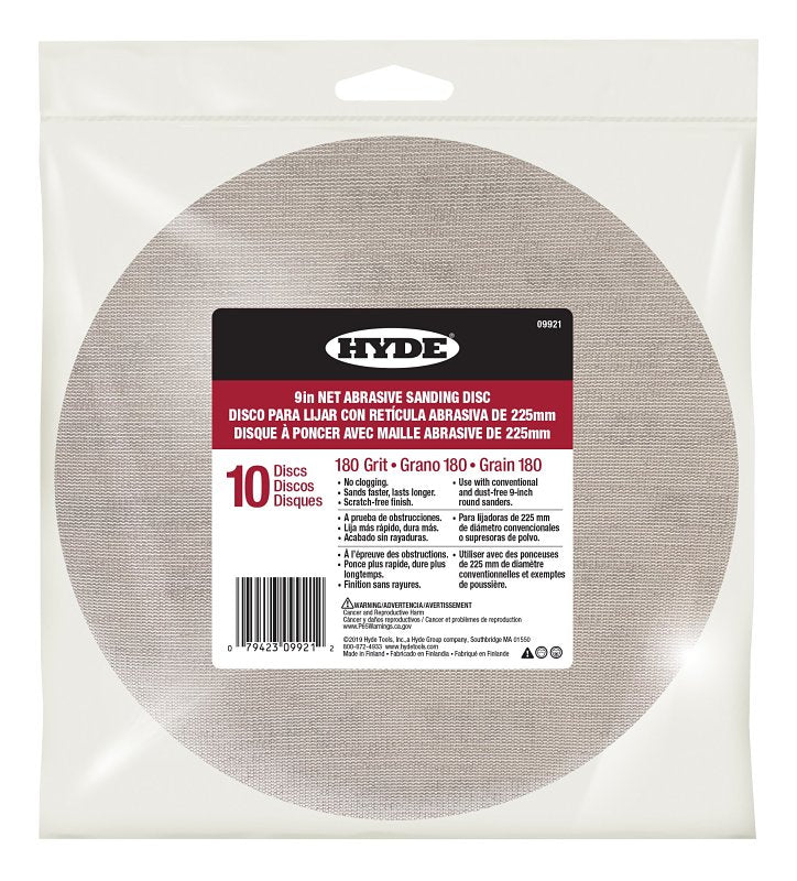 Hyde 09921 Sanding Disc, 9 in Dia, 180 Grit