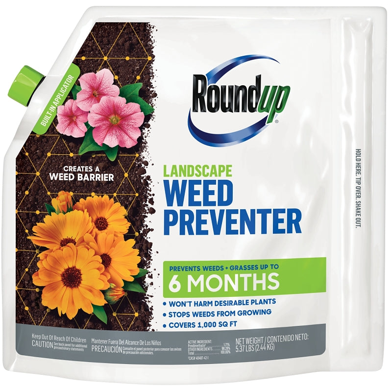 Roundup 4385106 Landscape Weed Preventer, Solid, Sprinkle Application, 5.4 lb Bag