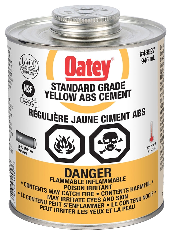 Oatey 31543 Pipe Cement, Liquid, Yellow, 946 mL