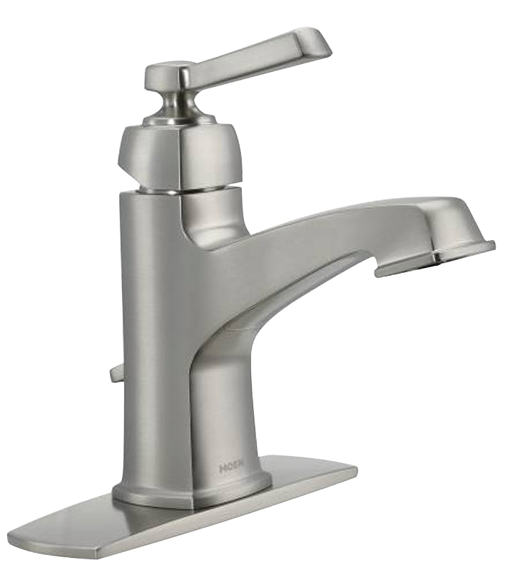 Moen Boardwalk Series WS84805SRN Bathroom Faucet, 1.2 gpm, 1-Faucet Handle, Metal, Brushed Nickel, Lever Handle