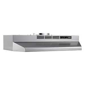 Broan F40000 Series F4030SF Under-Cabinet Range Hood, 230 cfm, 2850 rpm Fan, Convertible Vent, 30 in W, 17-1/2 in D