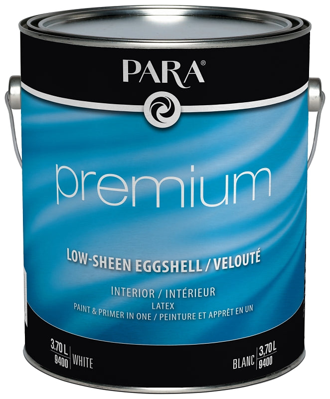 Para Premium Series 9400-16 Interior Paint, Solvent, Water, Eggshell, White, 1 gal, 420 to 480 sq-ft Coverage Area