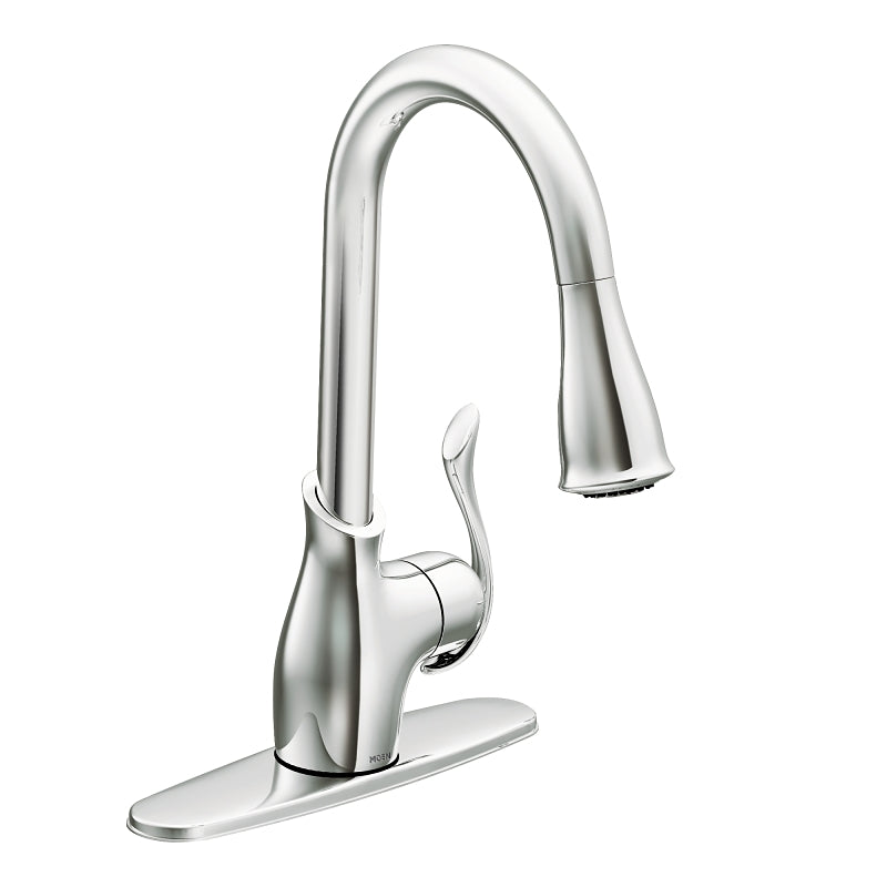 Moen Boutique Series CA87006 Kitchen Faucet, 1.5 gpm, 1-Faucet Handle, 4-Faucet Hole, Metal, Chrome Plated