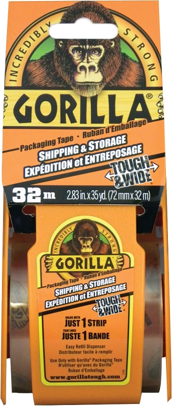 Gorilla 6145002 Packaging Tape, 35 yd L, 3 in W, Clear