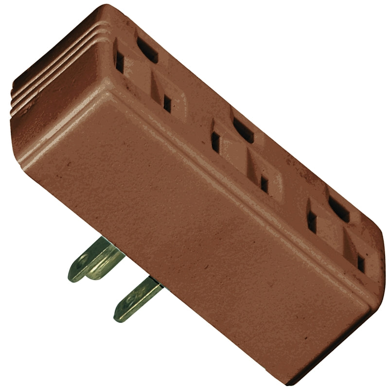 Eaton Wiring Devices BP1147B Outlet Adapter, 2 -Pole, 15 A, 125 V, 3 -Outlet, NEMA: NEMA 5-15R, Brown