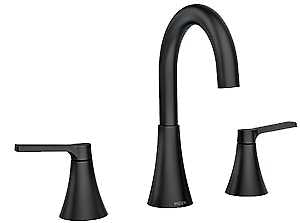 Moen Mikah 84312 Series 84312BL Bathroom Faucet, 1.2 gpm, 2-Faucet Handle, 3-Faucet Hole, Plastic/Stainless Steel