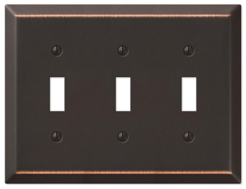 Amerelle Century 163TTTDB Wallplate, 4-15/16 in L, 6-1/2 in W, 3 -Gang, Steel, Aged Bronze