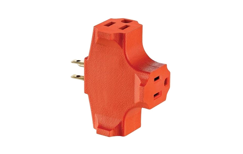 Leviton 003-00694-000 Outlet Adapter, 2 -Pole, 15 A, 125 V, 3 -Outlet, NEMA: NEMA 5-15R, Orange