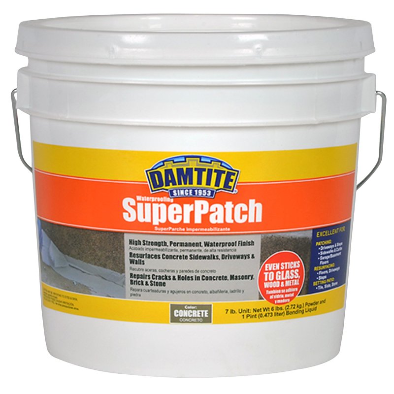 Damtite SuperPatch 04072 Waterproofing Mortar, Gray, 7 lb, Pail