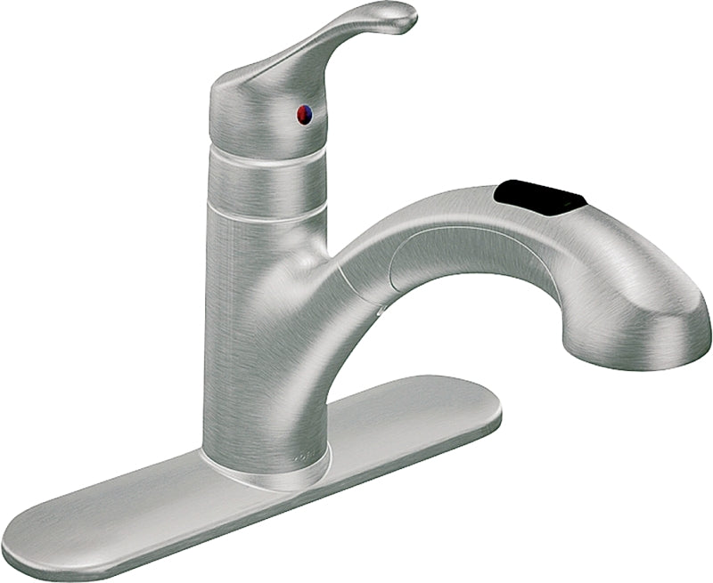 Moen Renzo Glacier CA87316SRS Kitchen Faucet, 1.5 gpm, 1-Faucet Handle, Stainless Steel, Stainless Steel, Deck Mounting