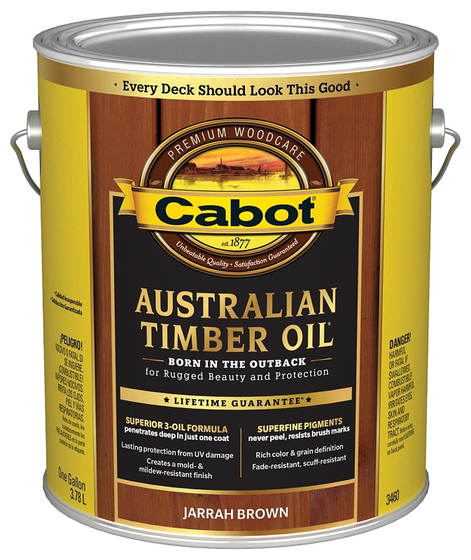 Cabot 3400 140.0003460.007 Australian Timber Oil, Jarrah Brown, Liquid, 1 gal, Can