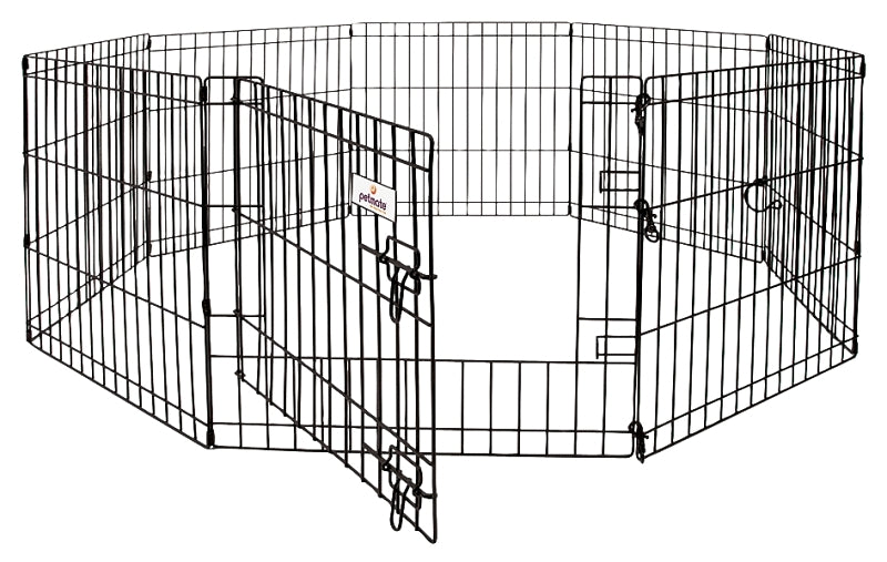 Petmate 55014 Exercise Pen with Door, 192 in OAL, 0.3 in OAW, 42 in OAH, Black