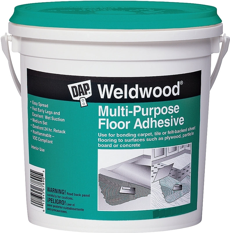 Weldwood 00144 Floor Adhesive, Paste, Slight, Off-White, 4 gal, Pail