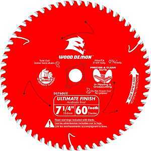 Diablo D0760UXA Saw Blade, 7-1/4 in Dia, 5/8 in Arbor, 60-Teeth, Carbide Cutting Edge, Applicable Materials: Wood