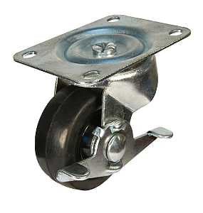 Dh Casters C-GD25RSB Swivel Caster, 2-1/2 in Dia Wheel, 1-1/8 in W Wheel, Rubber Wheel, 100 lb