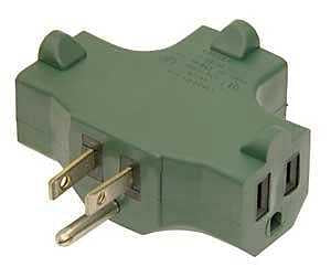 Woods 80794G Outlet Adapter, 3 -Outlet, Green