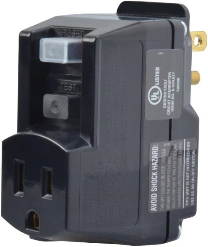 CCI 2762 GFCI Surge Protector, 120 V, 15 A, 1 -Outlet, Black/Yellow