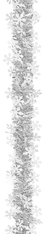 HolidayTrims 3686013 Holiday Garland, Silver, 15 ft L, Tinsel