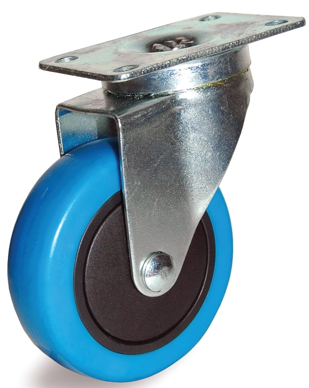 Dh Casters C-LM35P1BMS Swivel Caster, 3-1/2 in Dia Wheel, 1-1/4 in W Wheel, Thermoplastic Rubber Wheel, Blue, 220 lb