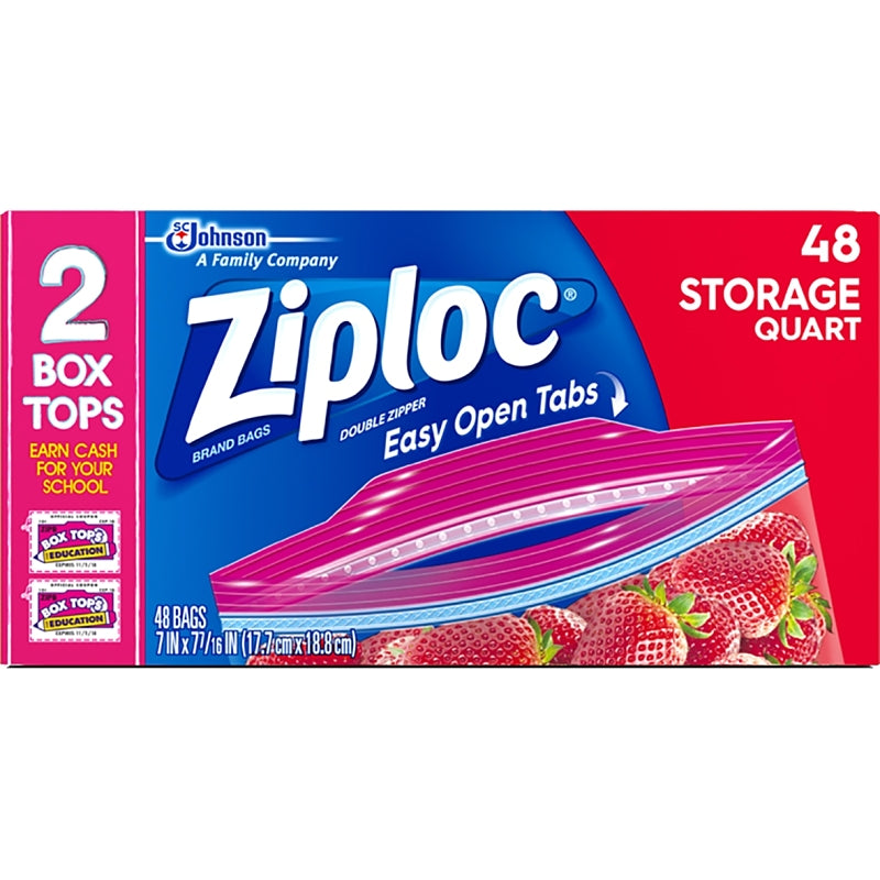 Ziploc 310 Storage Bag, 1 qt Capacity, Plastic