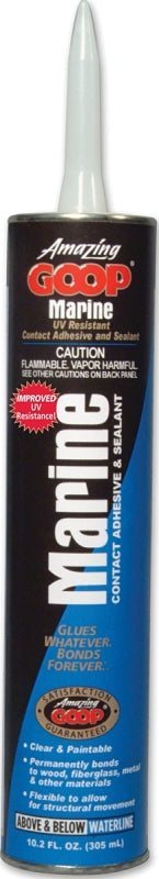 ECLECTIC 172034 Marine Adhesive Caulk, Clear, 48 to 72 hr Curing, -40 to 150 deg F, 301.6 mL Tube