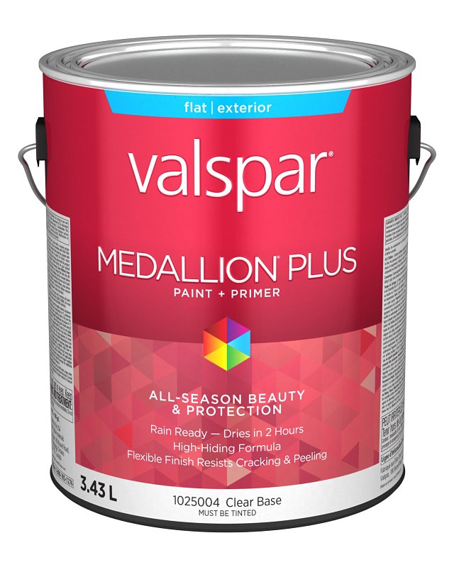 Medallion Plus 029.1025004.007 Exterior Paint and Primer, Acrylic, Flat, Clear, 1 gal, 400 sq-ft/gal Coverage Area