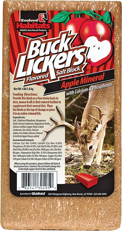 Evolved Habitats Buck Lickers EVO30495 Mineral Block, Apple Flavor, 4 lb Shrink Wrap