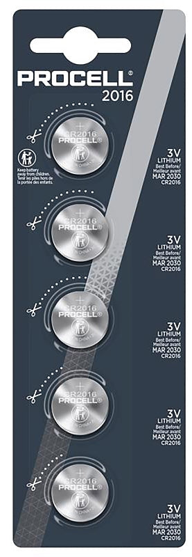 Procell PC2016 Coin Cell Battery, 3 V Battery, 110 mAh, Lithium Manganese Dioxide