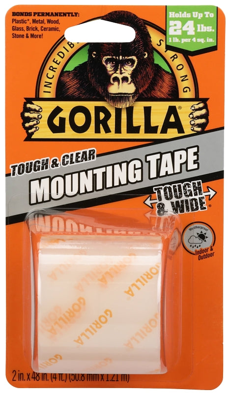 Gorilla 104671 Mounting Tape, 48 in L, 2 in W, Clear