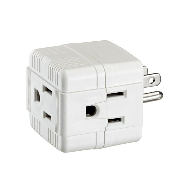 Leviton C28-00692-0WH Triple Tap Adapter, 15 A, 125 V, NEMA: NEMA 5-15R, White