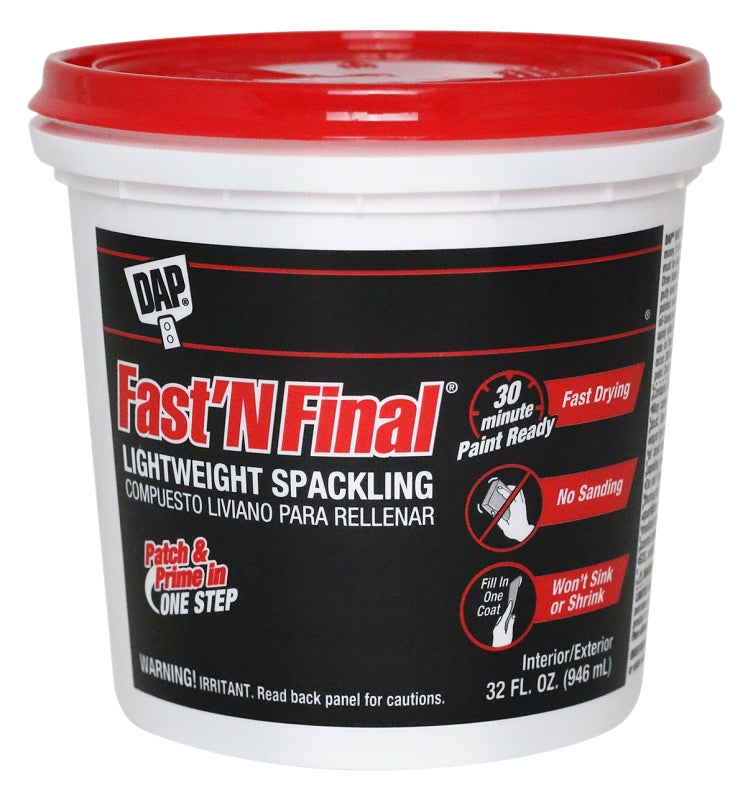 DAP 12142 Spackling Paste White, White, 1 qt Tub