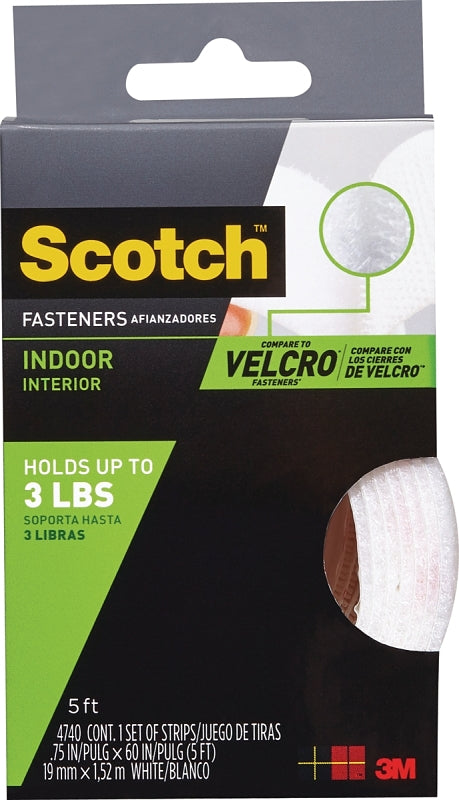 Scotch RF4740 Fastener, 3/4 in W, 5 ft L, White, 1 lb